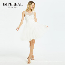 Mesh Layered Beaded White Fashionable Party Woman Fairy Short Cocktail Dress